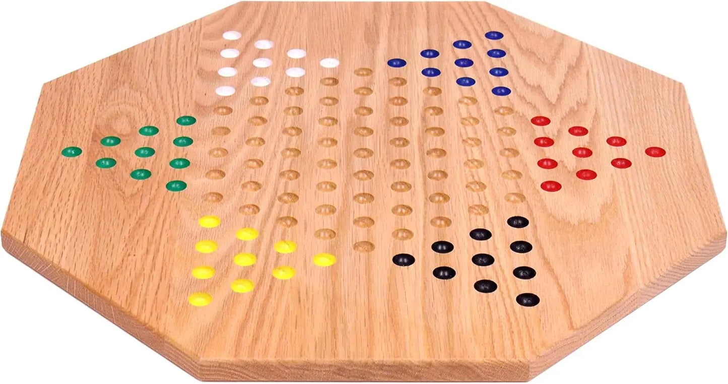 XMSJ Oak Wooden Chinese Checkers Board Game Set Hand Painted