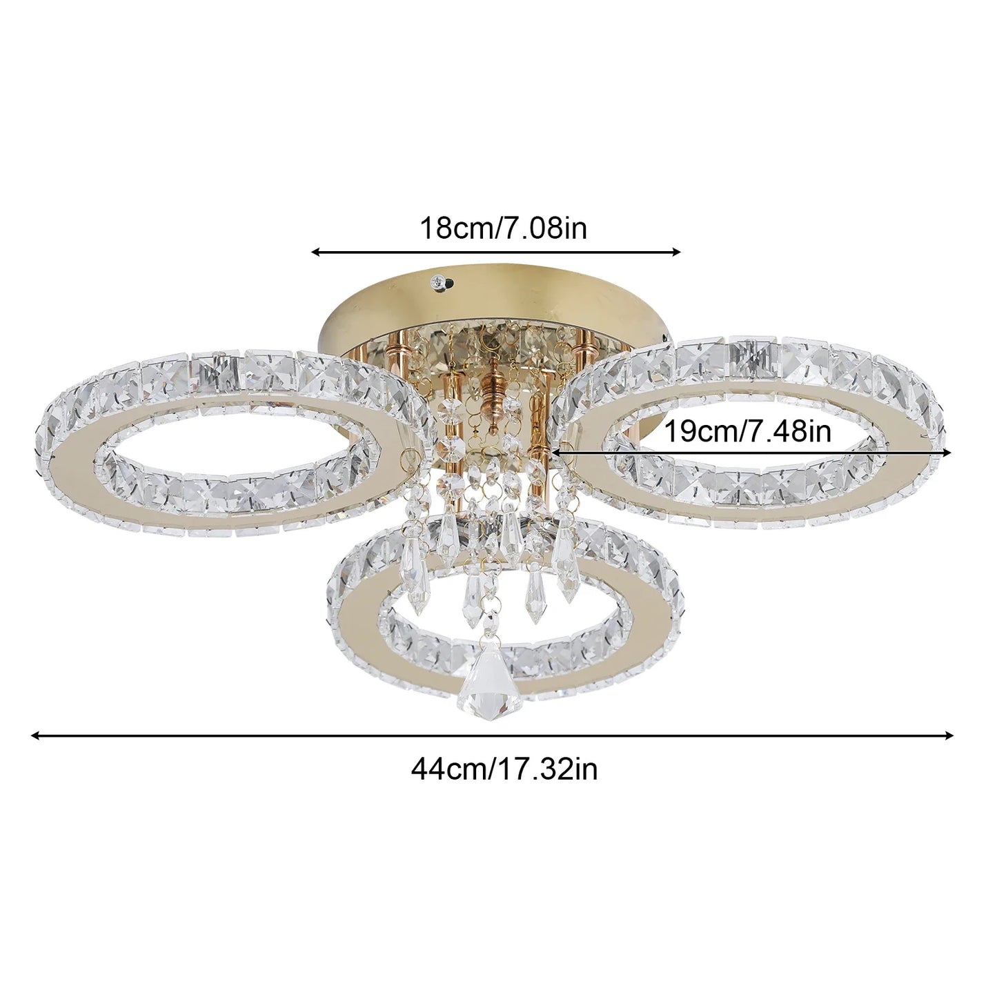 VETRULUS Crystal LED Ceiling Light Chandelier For Living Room