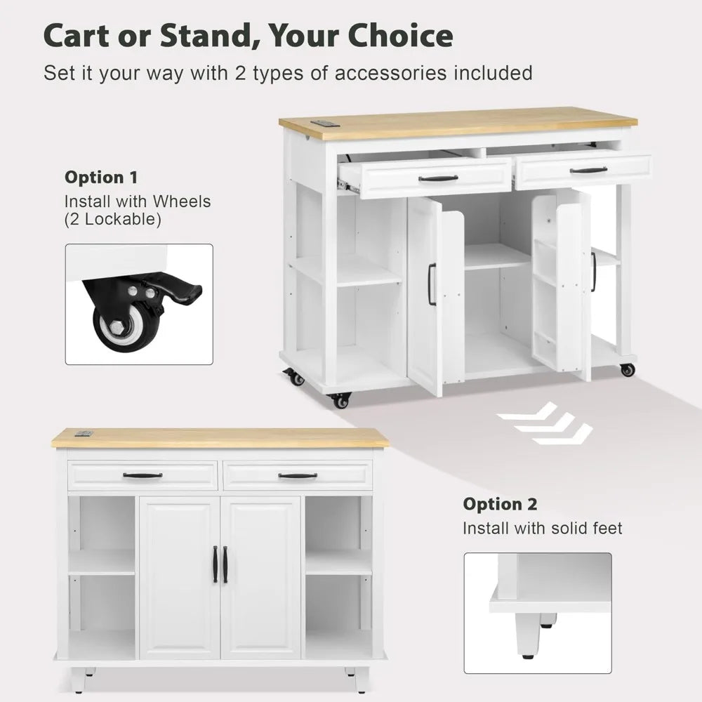 DAFIFY Kitchen Island On Wheels With Extendable Dining Table