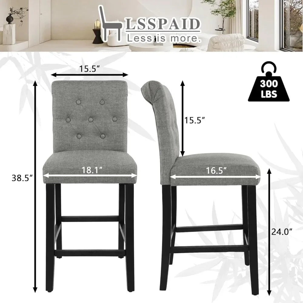 Bar Stools Set Of 4 Upholstered Counter Height Chairs