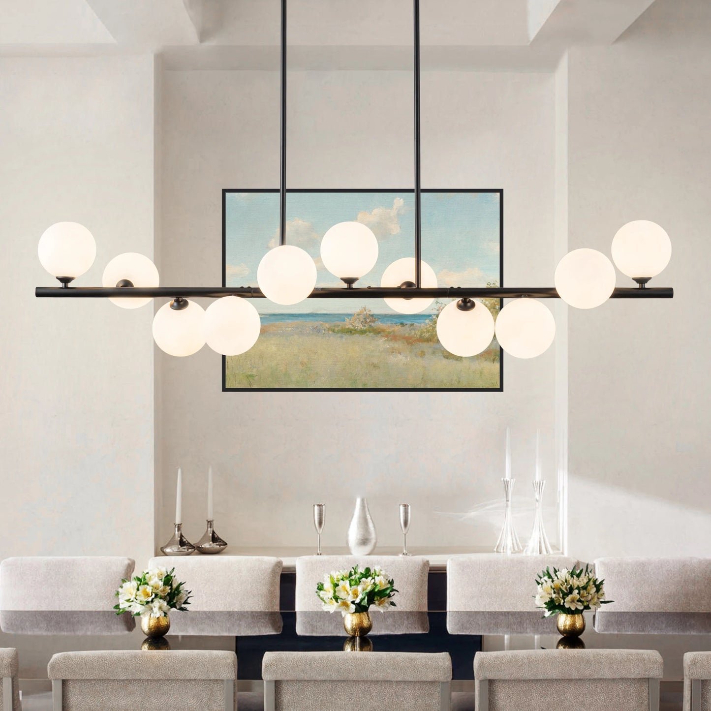 Bubble Chandelier 11 Light Linear Pendant For Dining Room