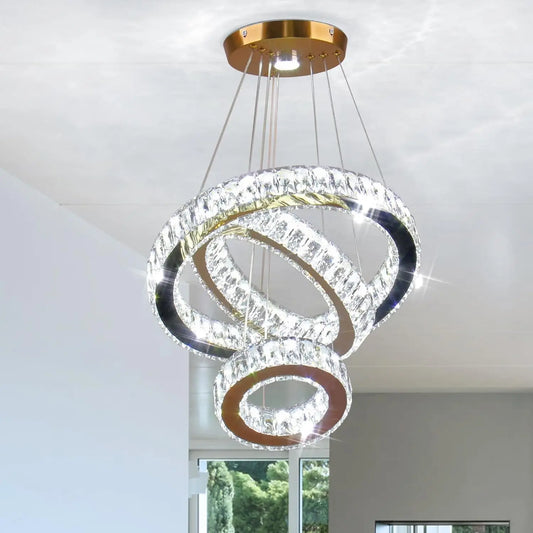 FRIXCHUR CLAIRDAI Modern LED Ring Chandelier Crystal Ceiling Light