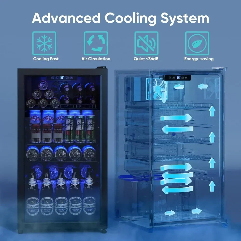 Mini Glass Door Beverage Fridge With Digital Control