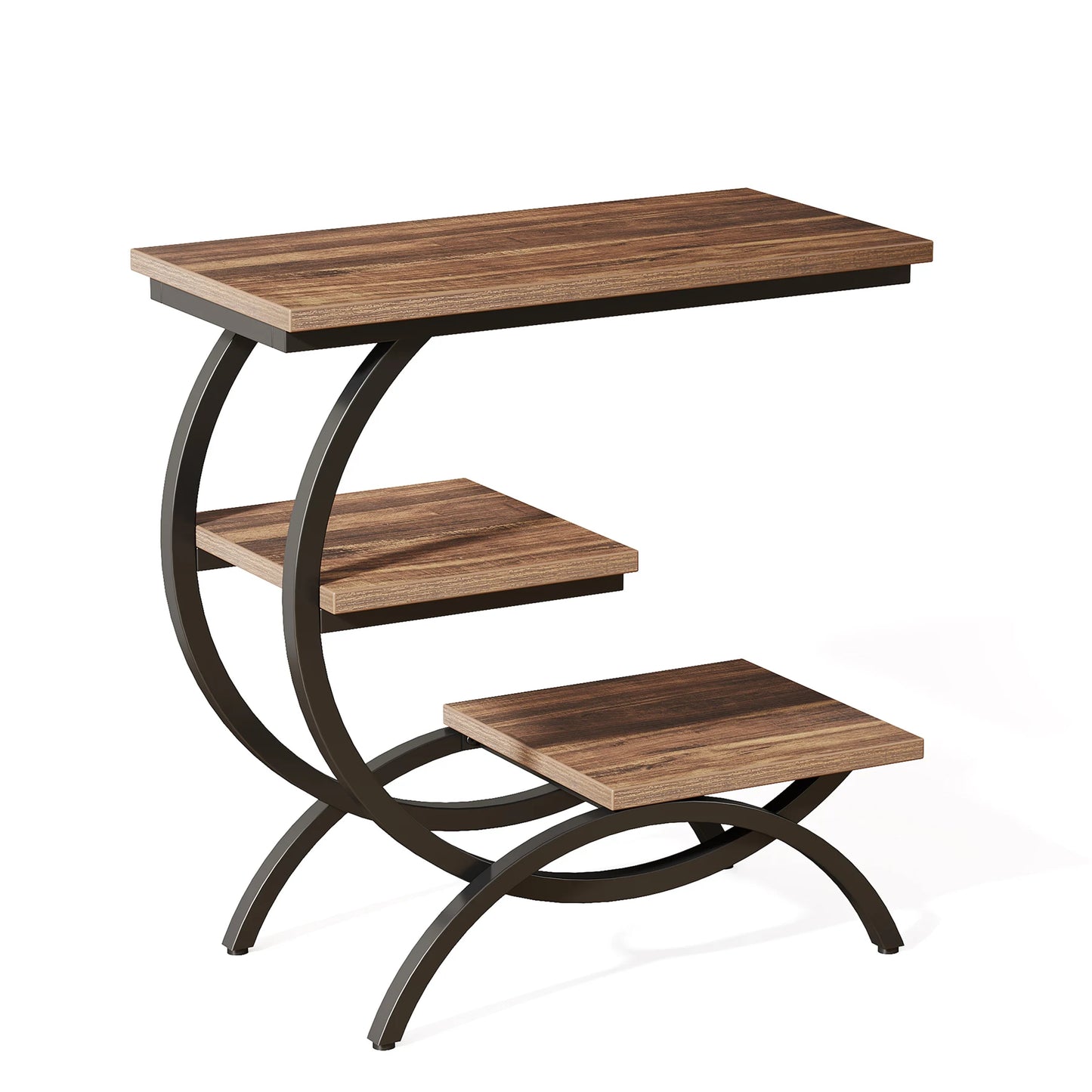 Tribesigns C Shaped End Table 3 Tier Industrial Side Storage