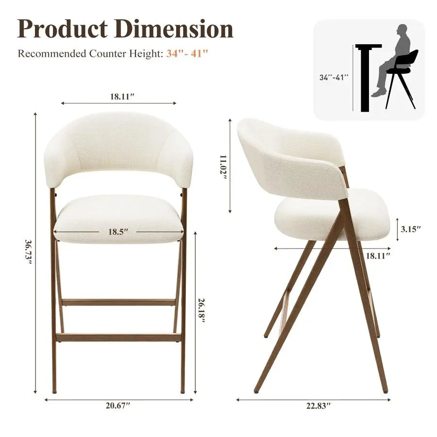 XMSJ Bar Stools Set Of 2 With Back