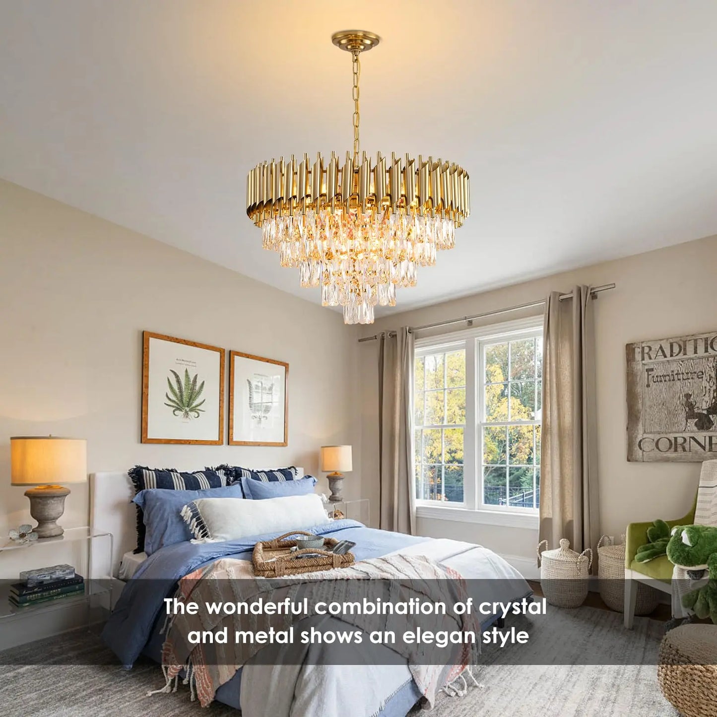 Crystal Chandelier Restaurant Modern Circular Ceiling Light LED
