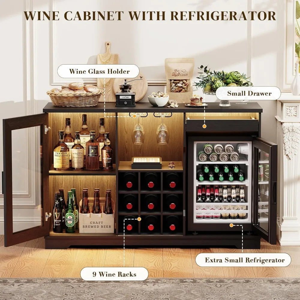 Integrated Wine And Liquor Cabinet With Built In Mini Fridge
