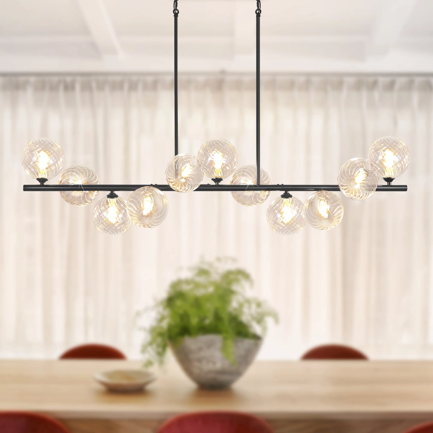 Bubble Chandelier 11 Light Linear Pendant For Dining Room