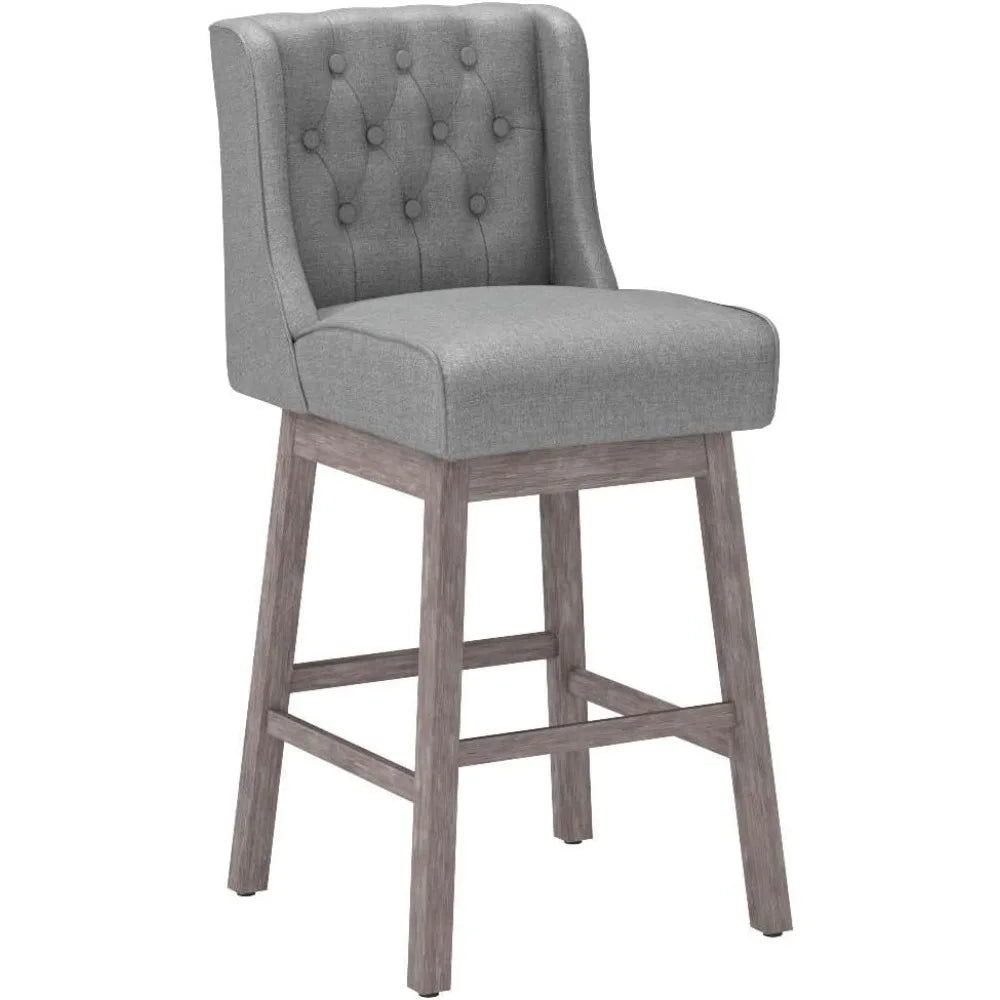 MKDK Modern Linen Bar Stools Set Of 2 Swivel Seats