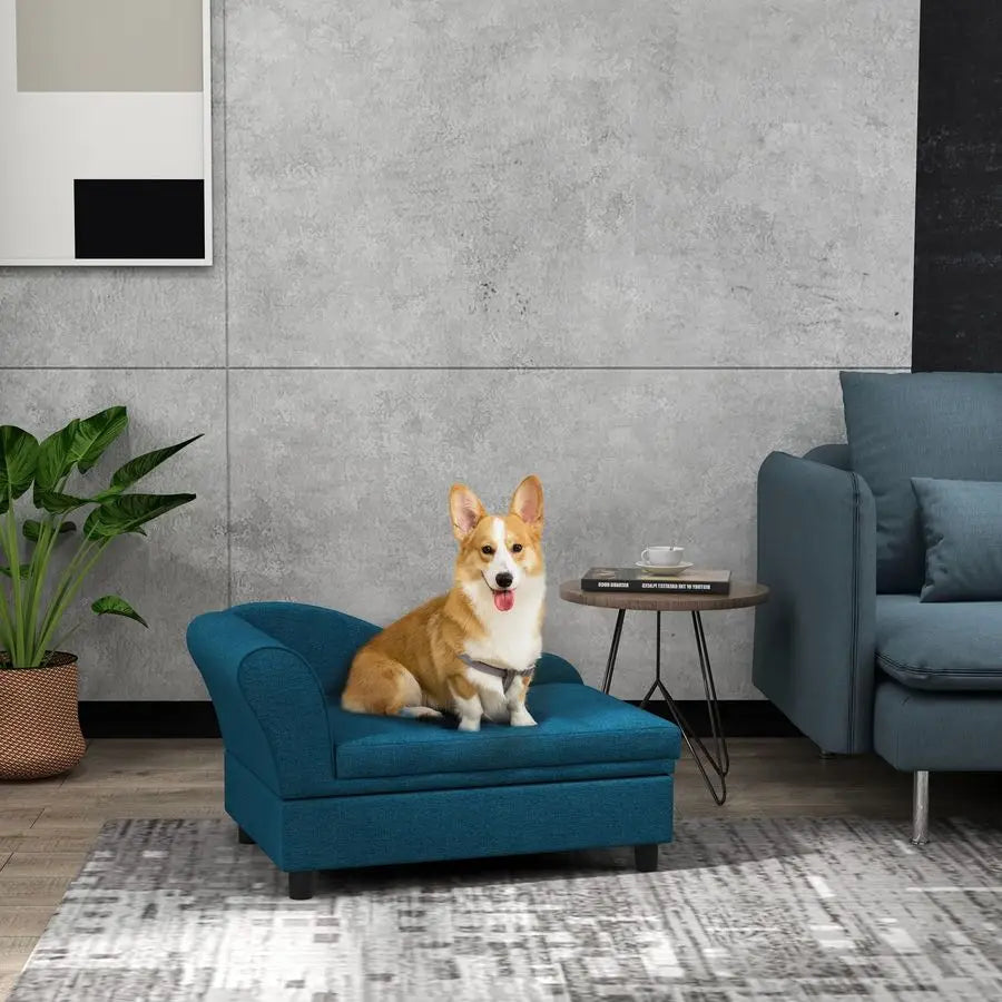 Pet Sofa Dog Couch Elevated Bed With Hidden Storage Cushion