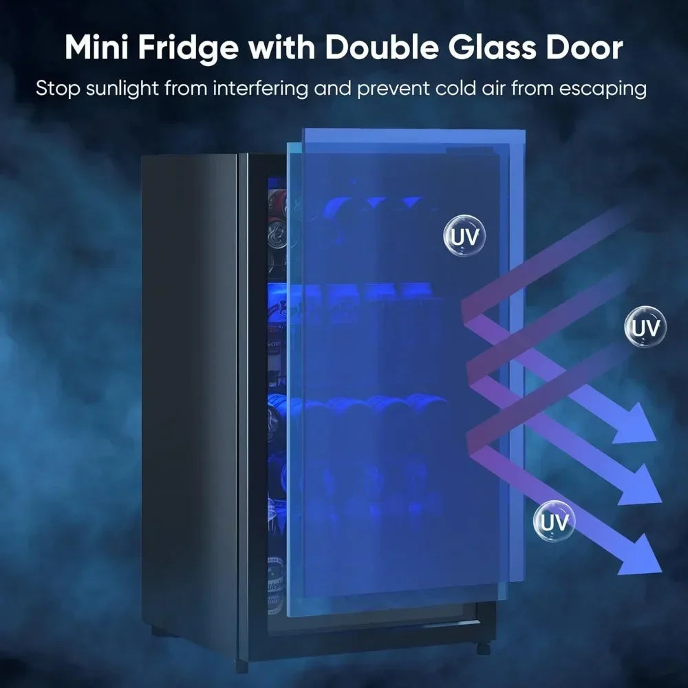 Mini Glass Door Beverage Fridge With Digital Control