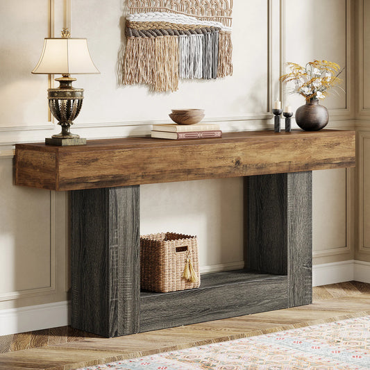 Tribesigns Farmhouse 2-Tier Console Table Entryway With U-Shaped Base