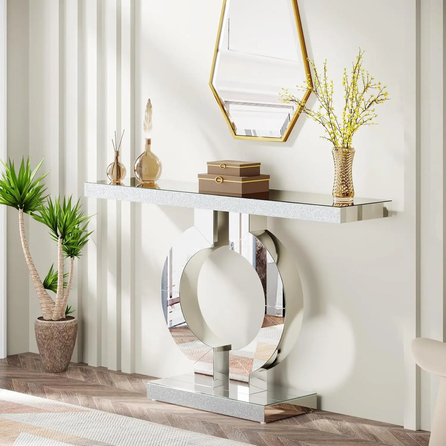 Tribesigns Mirrored Console Table Modern Entryway Table