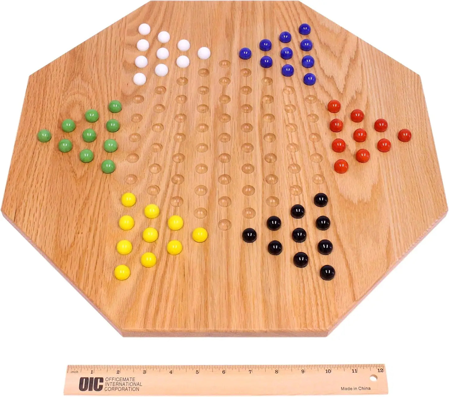 XMSJ Oak Wooden Chinese Checkers Board Game Set Hand Painted