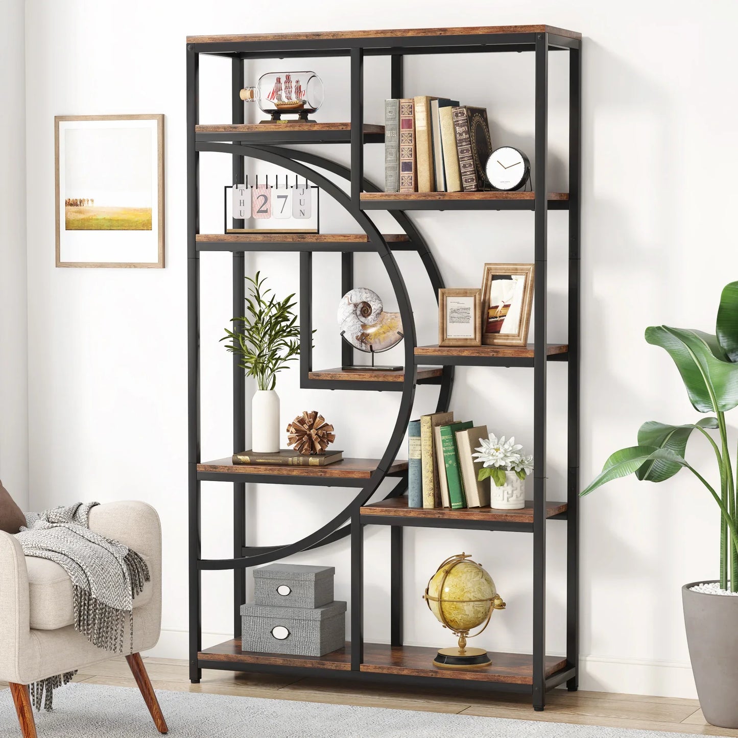 Tribesigns Industrial 5 Tier Etagere Bookcase Freestanding Storage Shelves
