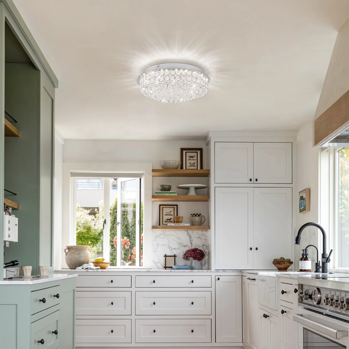 Crystal Flush Mount Ceiling Light LED Chandelier For Bedroom And Living Room