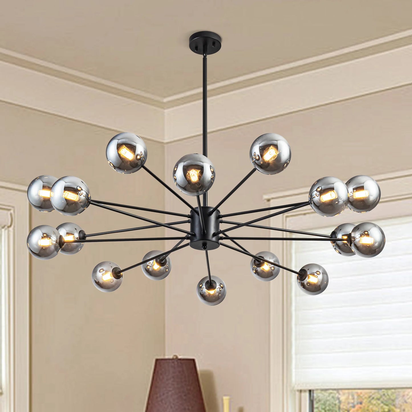 Mid Century Modern Sputnik Chandelier Dimmable Height Adjustable Lighting