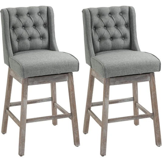 MKDK Modern Linen Bar Stools Set Of 2 Swivel Seats