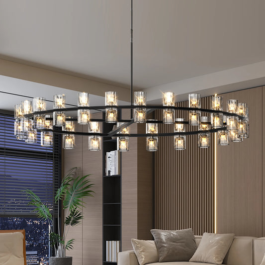 ARLGSITE Modern Crystal Wagon Wheel Chandelier Pendant Light