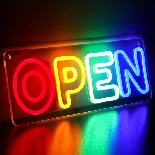 Open Neon Sign LED Multicolor USB Powered For Shops