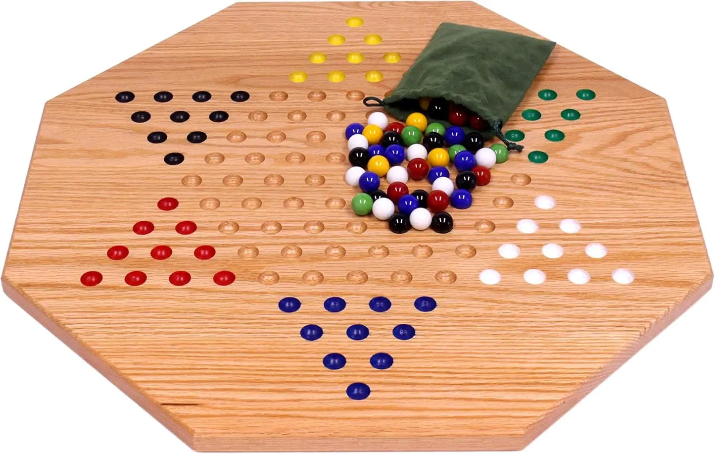 XMSJ Oak Wooden Chinese Checkers Board Game Set Hand Painted