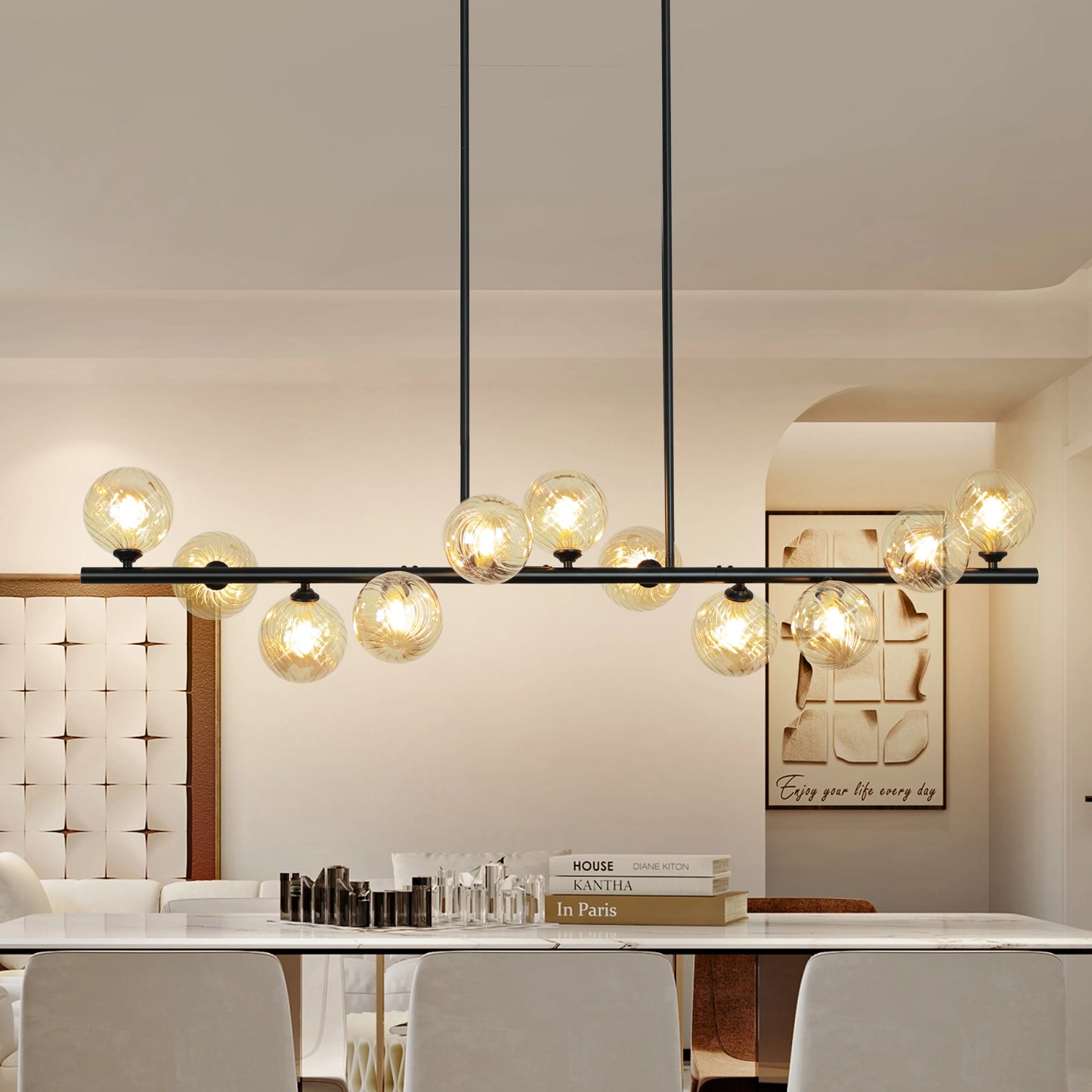 Bubble Chandelier 11 Light Linear Pendant For Dining Room