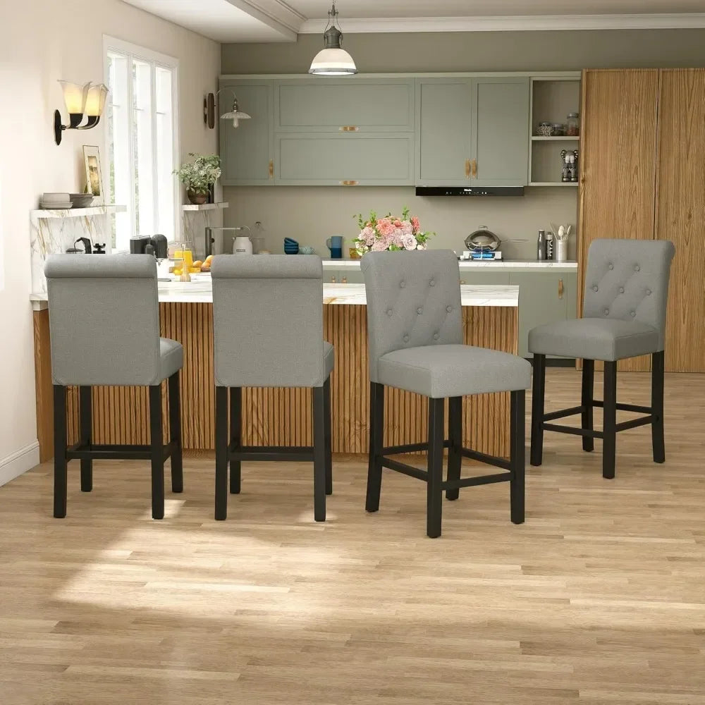 Bar Stools Set Of 4 Upholstered Counter Height Chairs