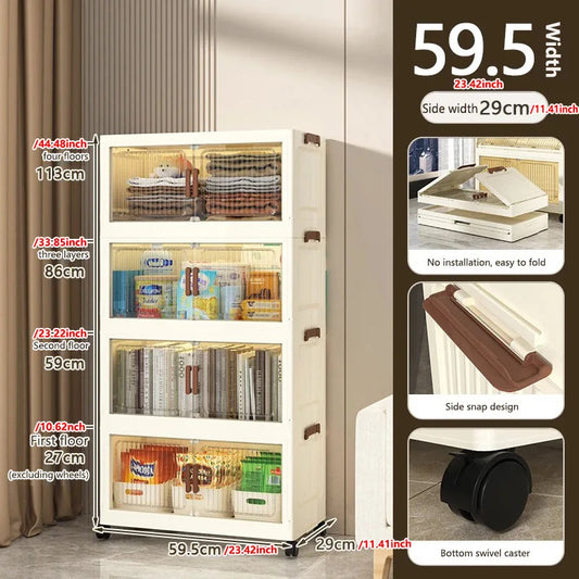 Foldable Plastic Storage Cabinet for Kids Multi Layer Closet Easy Assembly