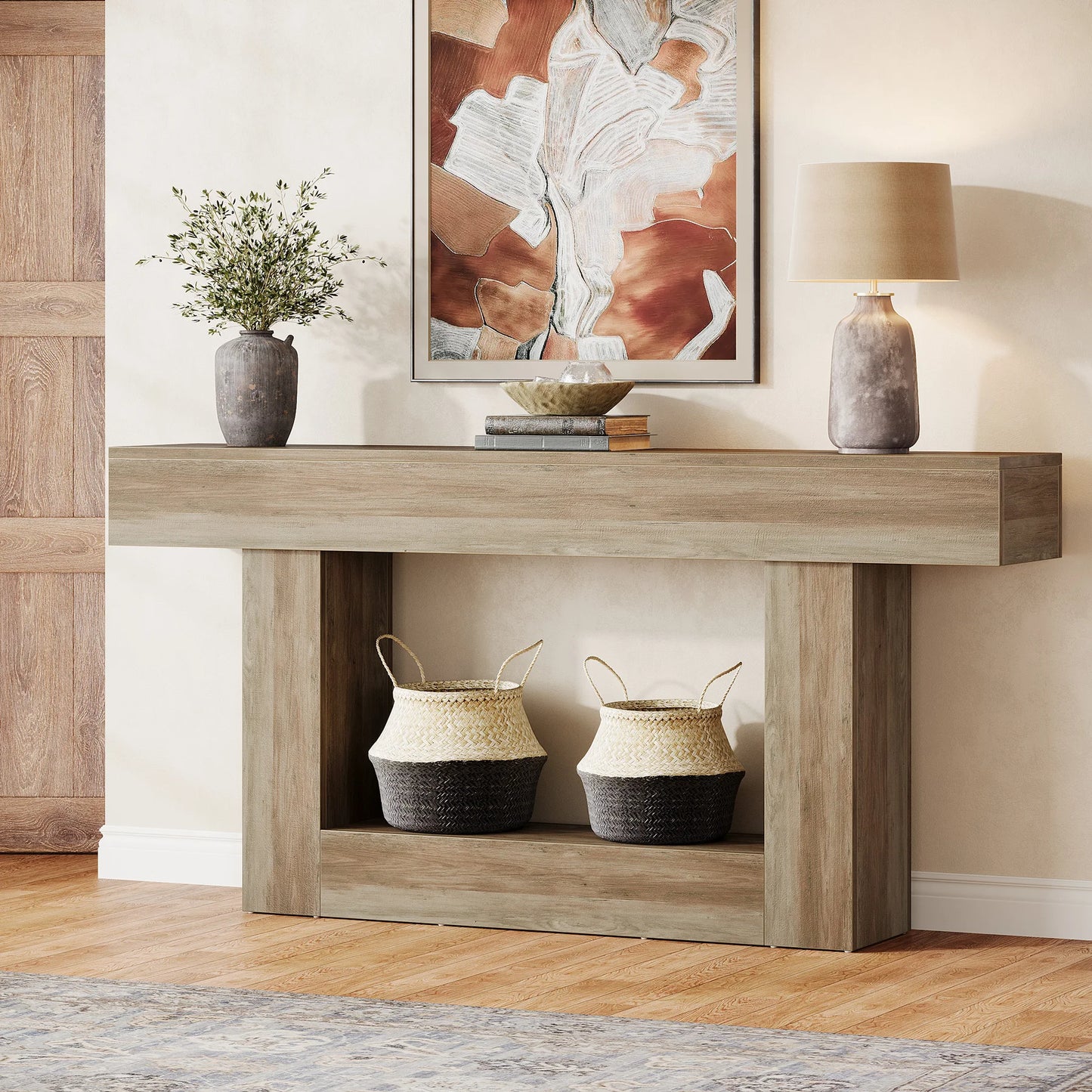 Tribesigns Farmhouse 2-Tier Console Table Entryway With U-Shaped Base