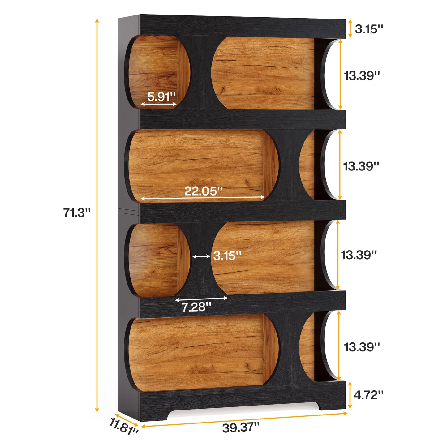 Tribesigns 4 Tier S Shaped Bookcase Wood Storage Display Shelves