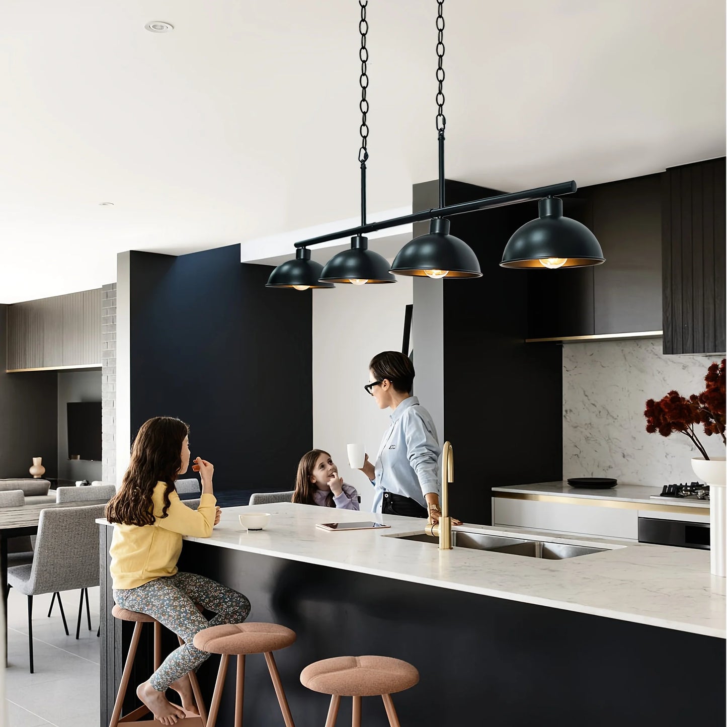 Four Light Pendant Fixture E26 Base For Kitchen Island
