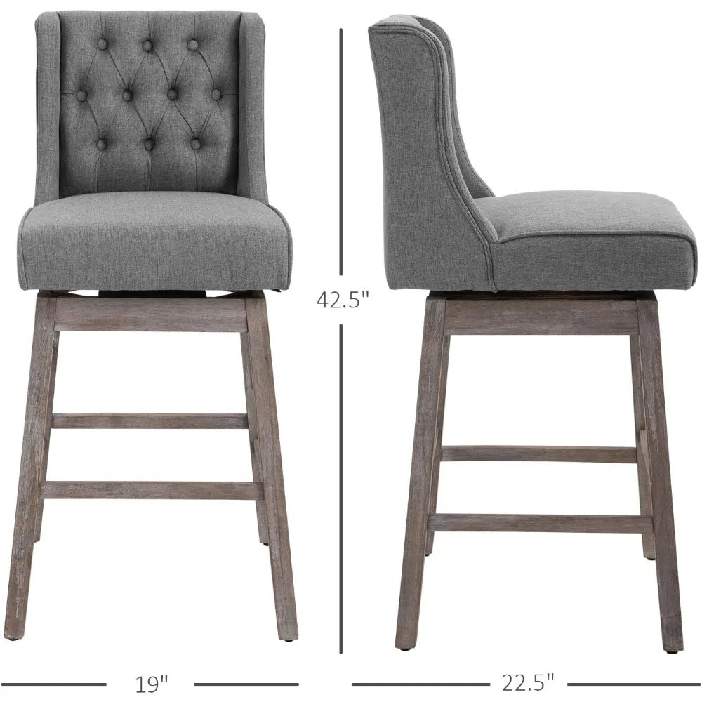 MKDK Modern Linen Bar Stools Set Of 2 Swivel Seats