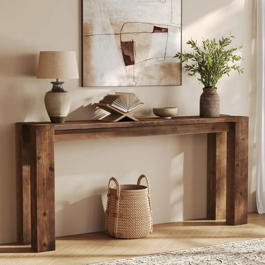 Sturdy Solid Wood Console Table For Entryway And Living Room