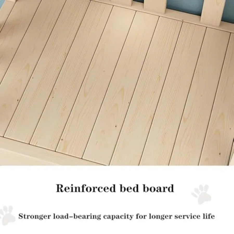 Dog Bunk Bed With Wood Frame And Steps