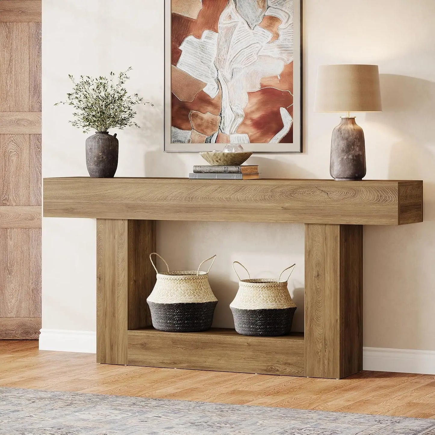Tribesigns Farmhouse 2-Tier Console Table Entryway With U-Shaped Base