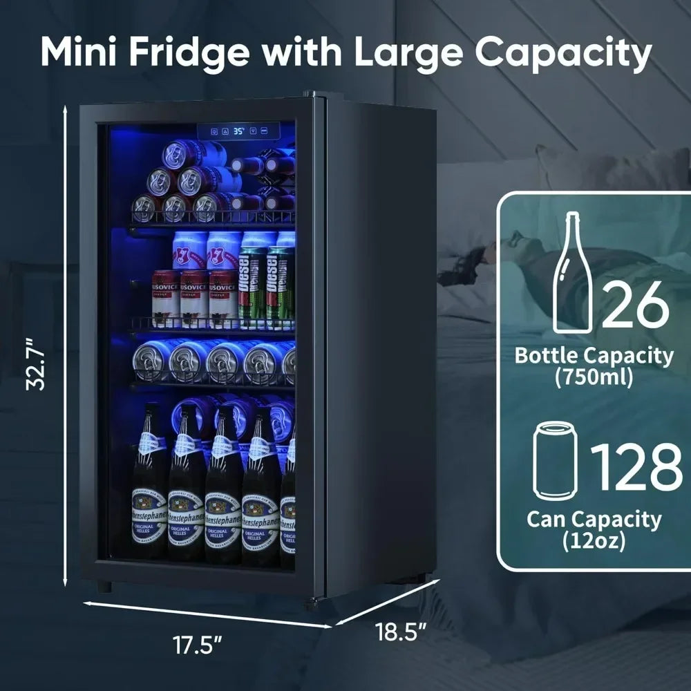 Mini Glass Door Beverage Fridge With Digital Control