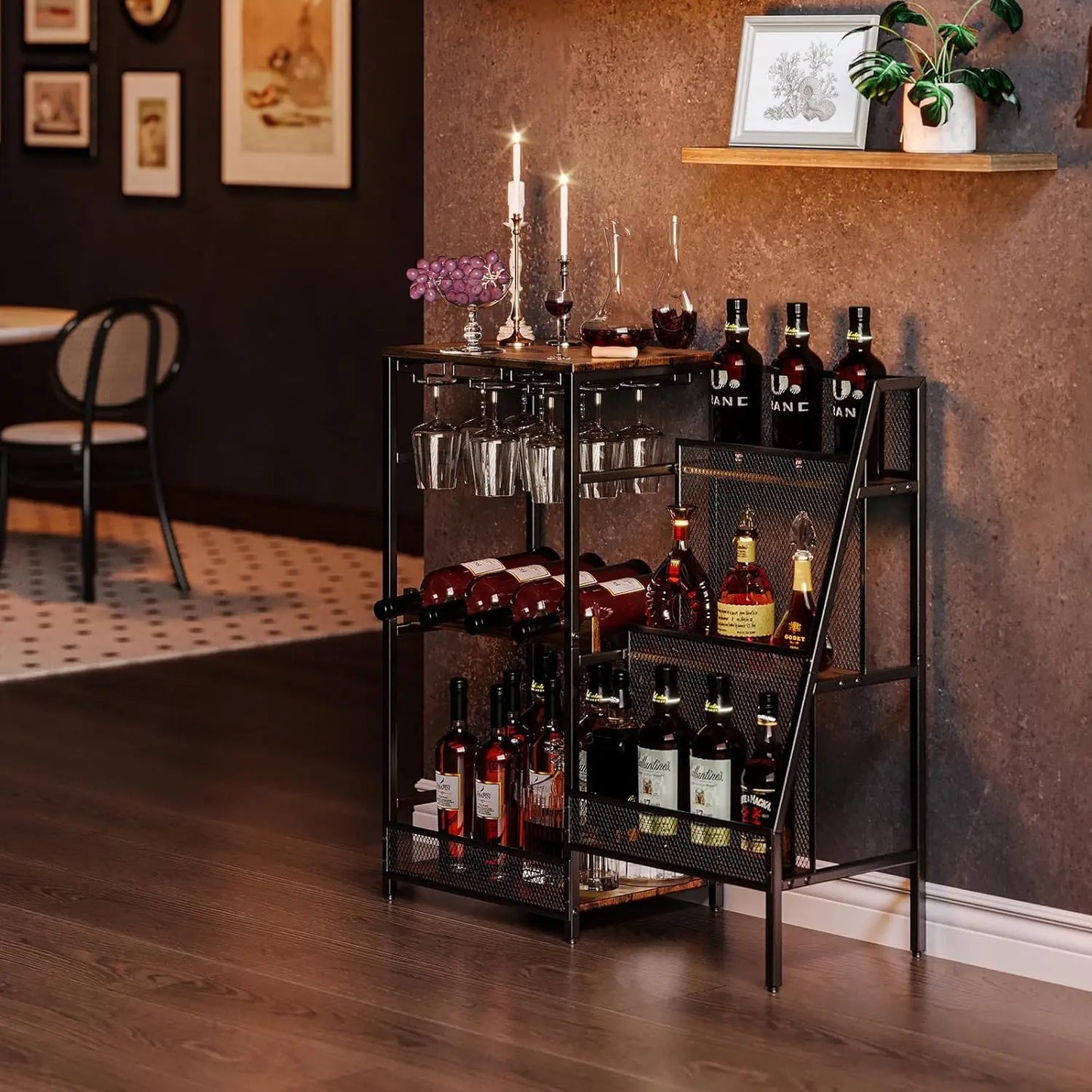 3 Tier Trapezoidal Liquor Stand And Mini Bar Table For Home Display