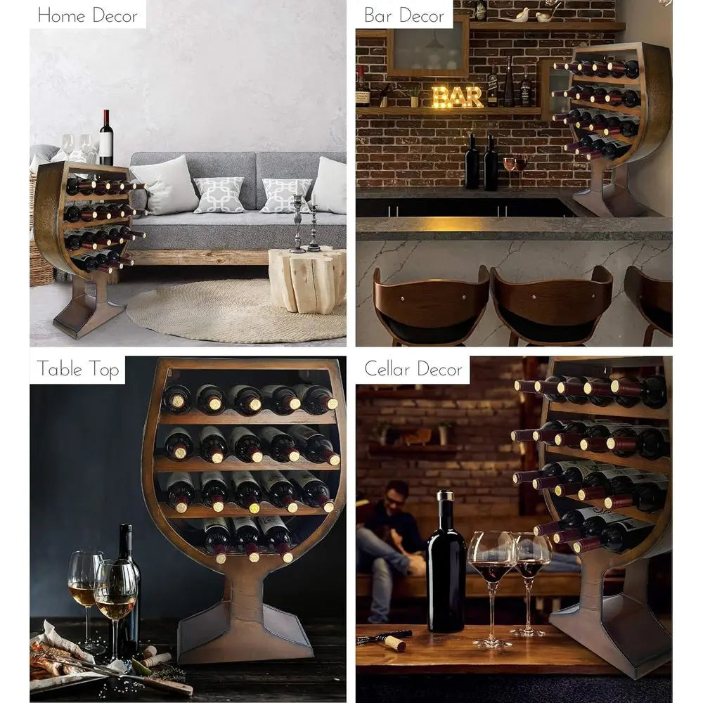 Freestanding Wooden Wine Rack For Home Bar Decor And Storage