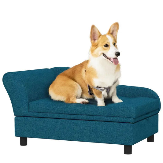 Pet Sofa Dog Couch Elevated Bed With Hidden Storage Cushion