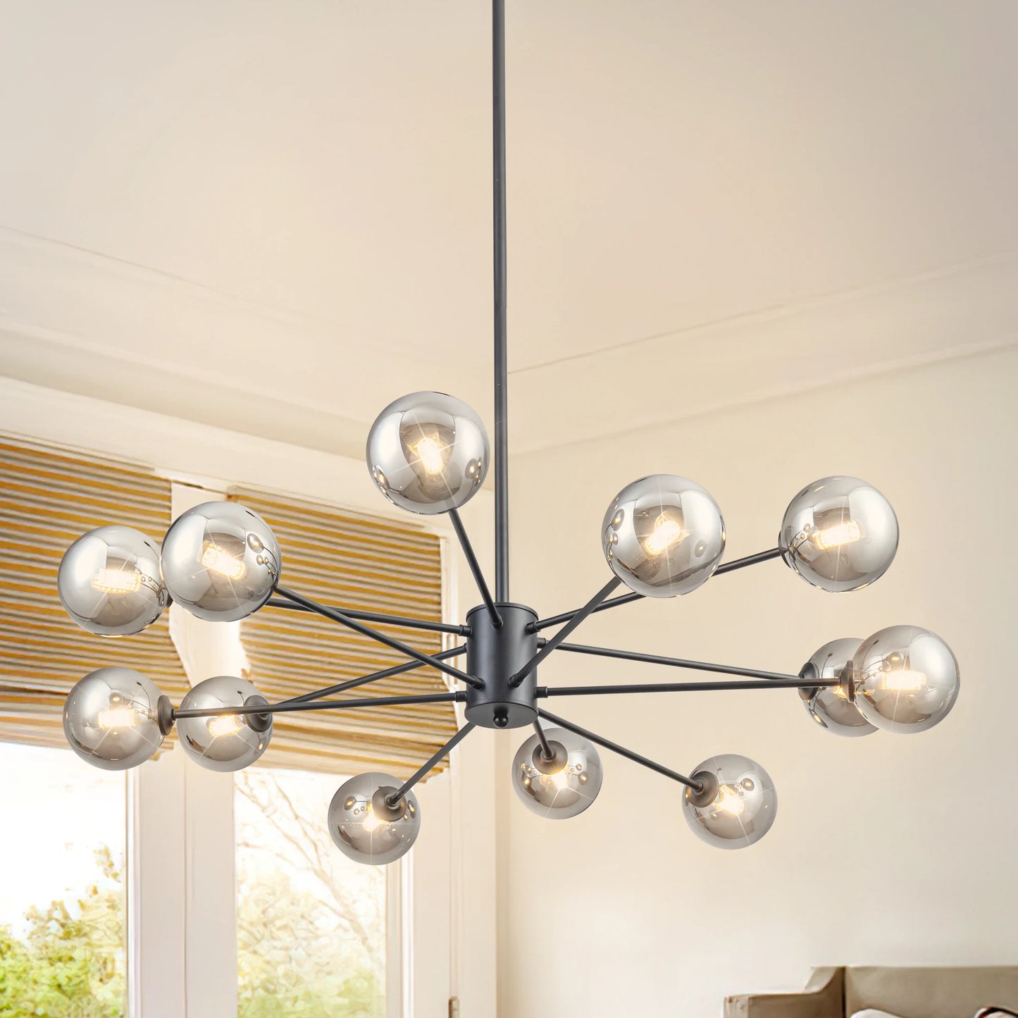 Mid Century Modern Sputnik Chandelier Dimmable Height Adjustable Lighting