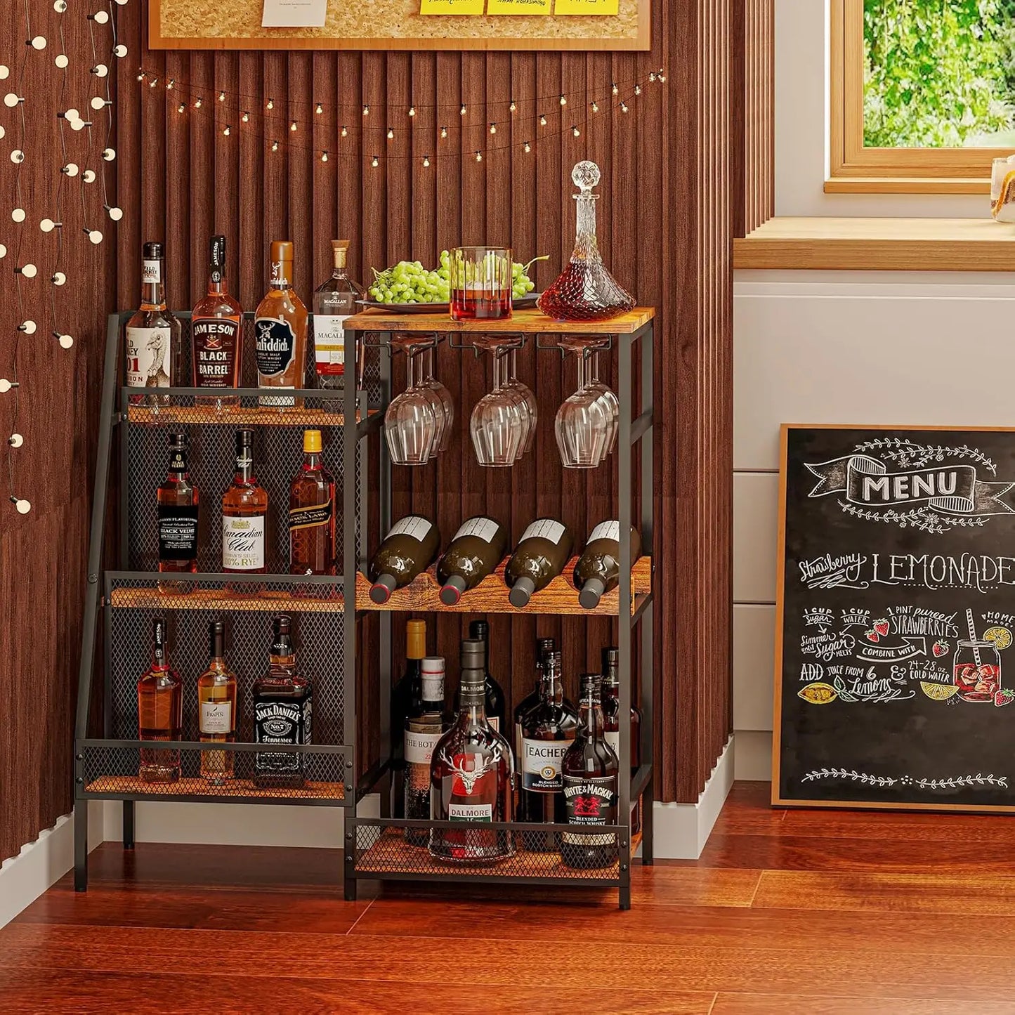 3 Tier Trapezoidal Liquor Stand And Mini Bar Table For Home Display