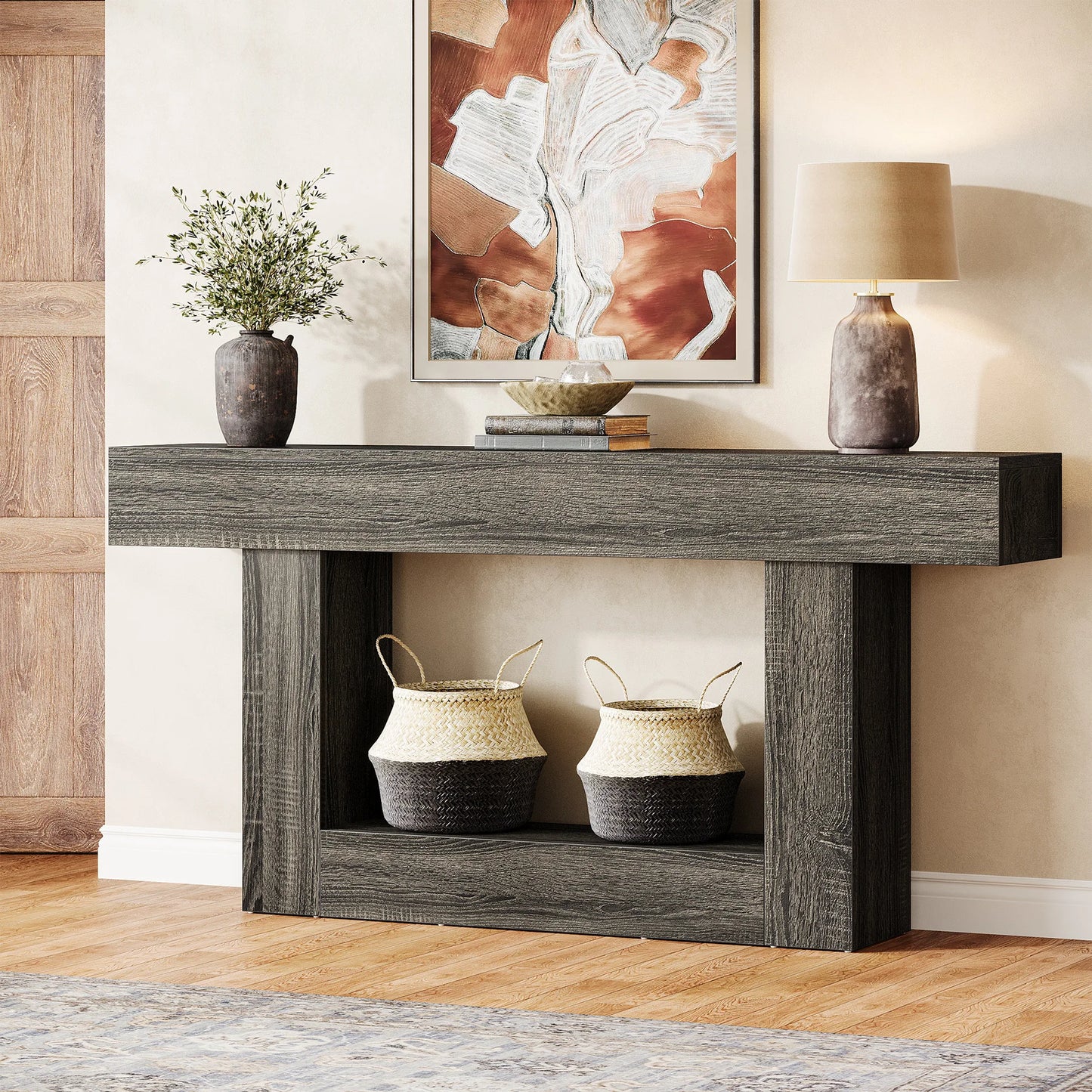 Tribesigns Farmhouse 2-Tier Console Table Entryway With U-Shaped Base