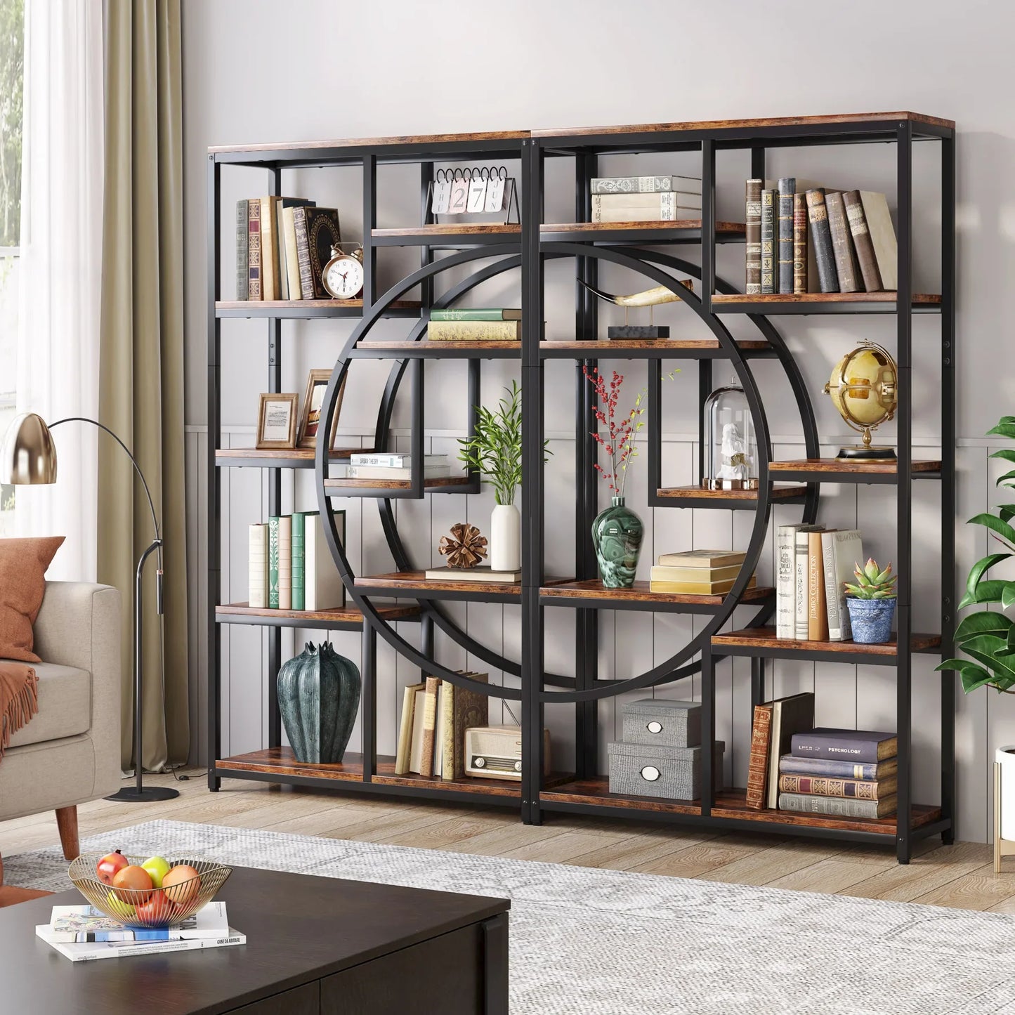 Tribesigns Industrial 5 Tier Etagere Bookcase Freestanding Storage Shelves