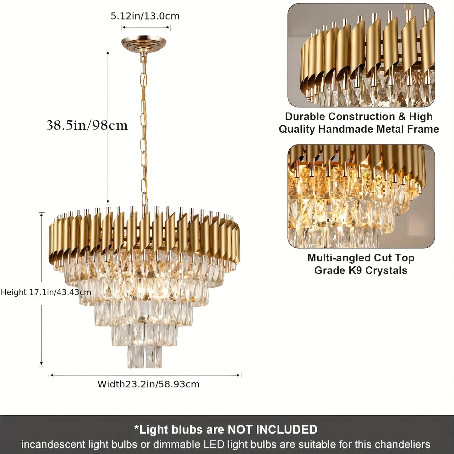 Crystal Chandelier Restaurant Modern Circular Ceiling Light LED