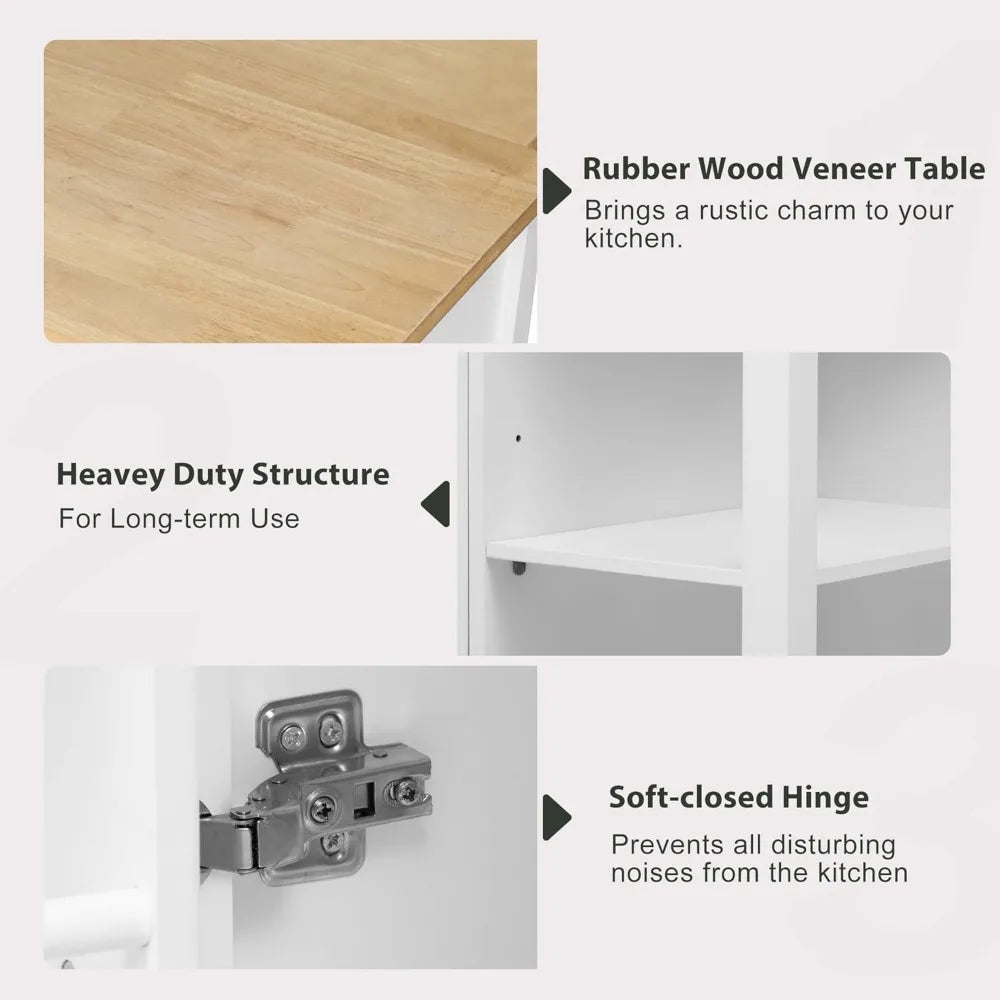 DAFIFY Kitchen Island On Wheels With Extendable Dining Table