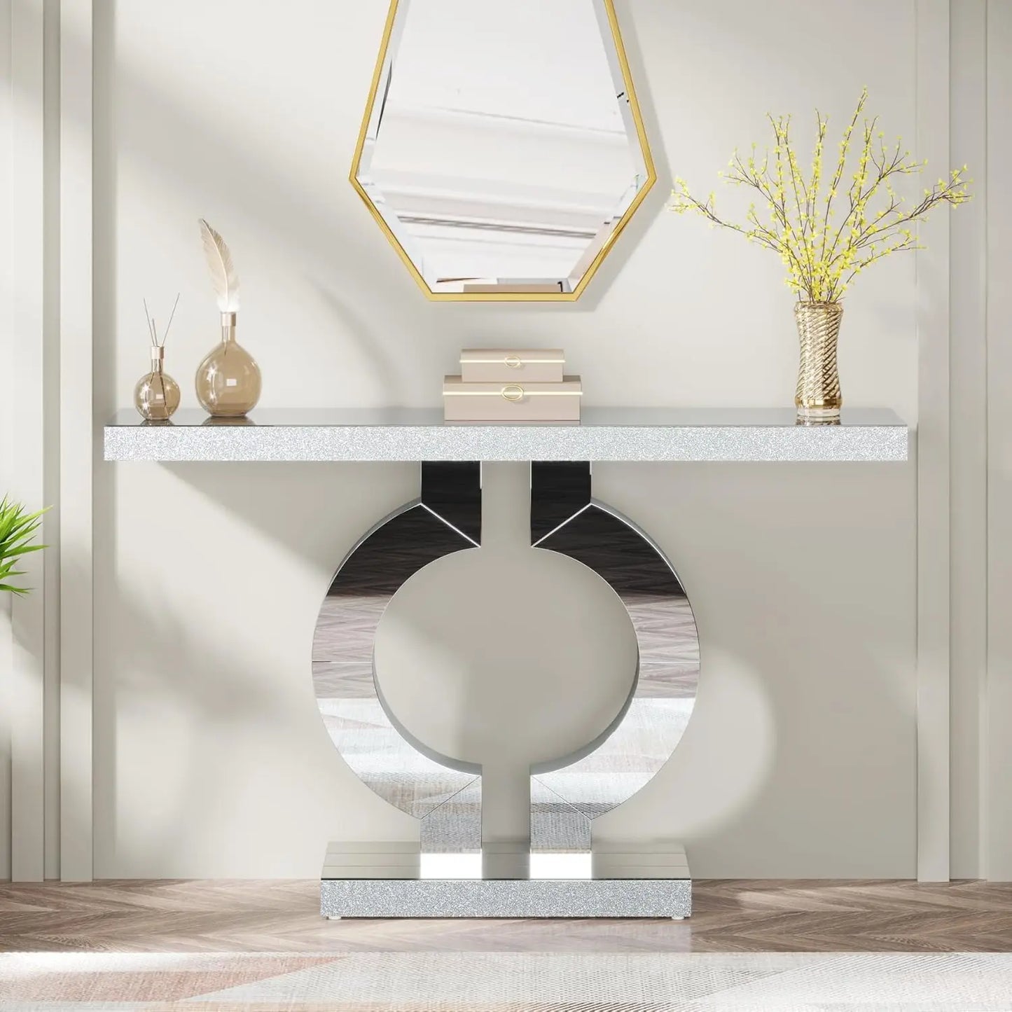 Tribesigns Mirrored Console Table Modern Entryway Table