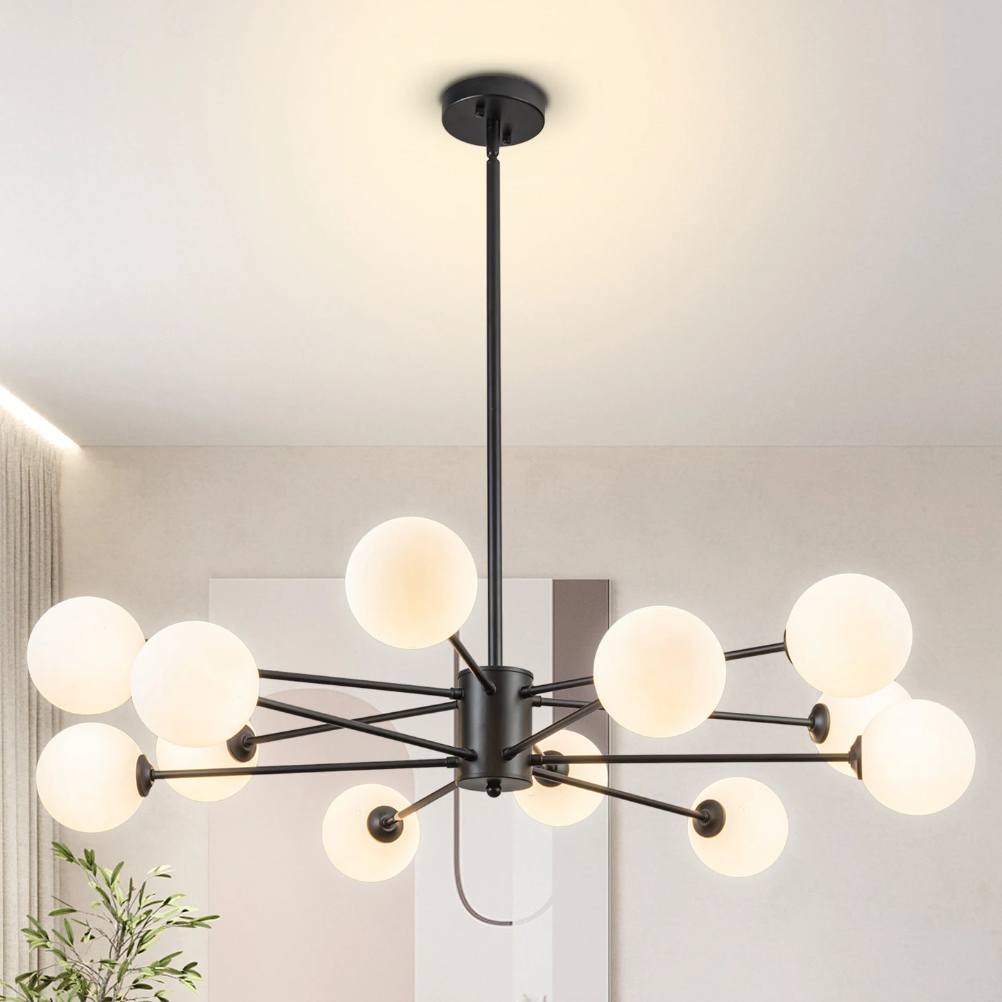 Mid Century Modern Sputnik Chandelier Dimmable Height Adjustable Lighting