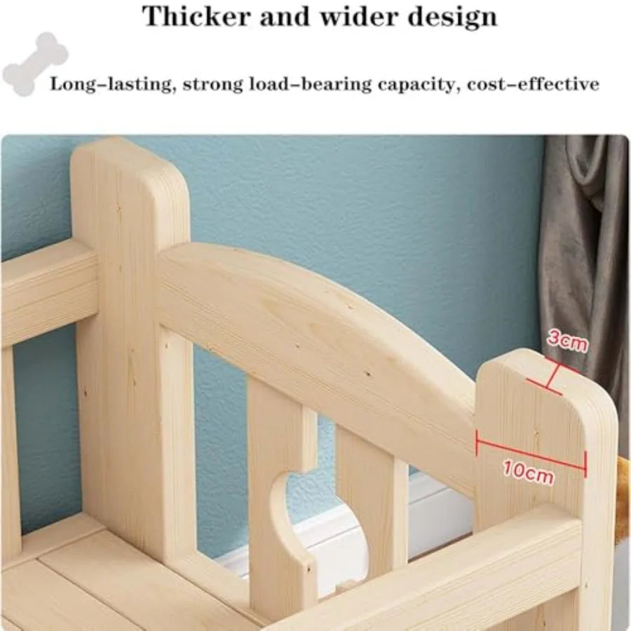 Dog Bunk Bed With Wood Frame And Steps