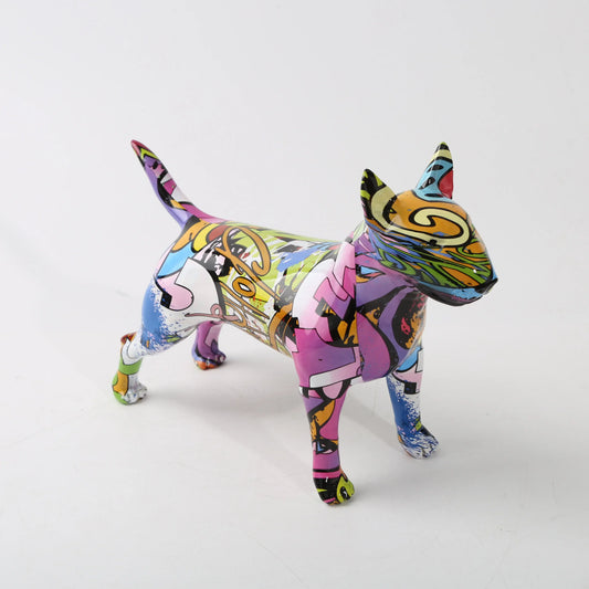 FLYuechun Ranan Bull Terrier Graffiti Resin Ornament For Office Decor