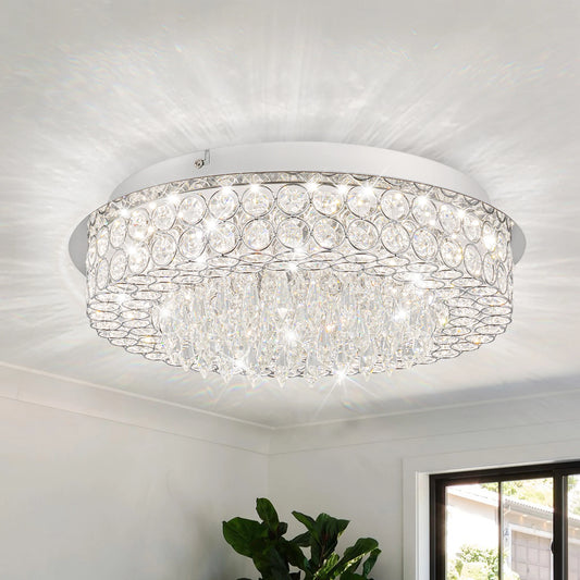 Crystal Flush Mount Ceiling Light LED Chandelier For Bedroom And Living Room